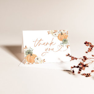 Carte de remerciements Baby shower citrouille, Boh