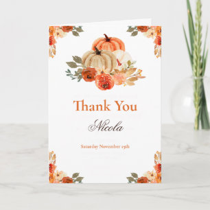 Carte De Remerciements Baby-Shower Citrouille d'Automne