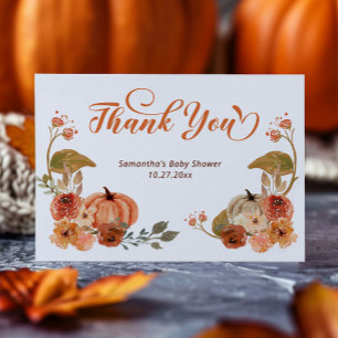 Carte De Remerciements Baby shower Citrouille d'automne