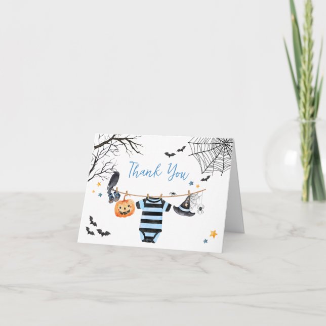 Carte De Remerciements Baby shower Citrouille de Boo Little Boo Halloween (Devant)