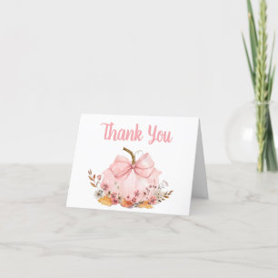 Carte De Remerciements Baby shower Citrouille de Bow rose