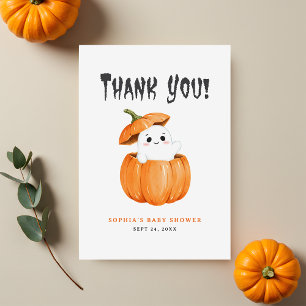 Carte De Remerciements Baby shower Citrouille de Little Boo Halloween