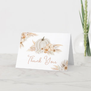 Carte De Remerciements Baby shower Citrouille Neutral Boho