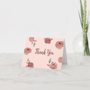 Carte De Remerciements Baby shower Citrouille rose floral