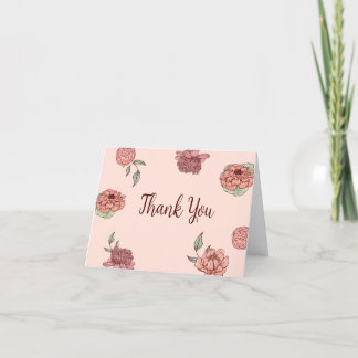Carte De Remerciements Baby shower Citrouille rose floral