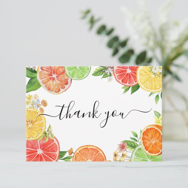 Carte De Remerciements Baby shower Citrus A Little Cutie (Debout devant)