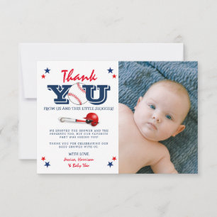 Carte De Remerciements Baby shower classique de baseball