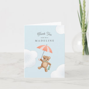 Carte De Remerciements Baby shower classique Teddy Bear Pastel