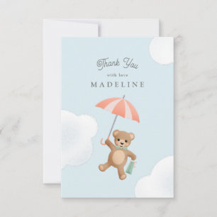 Carte De Remerciements Baby shower classique Teddy Bear Pastel