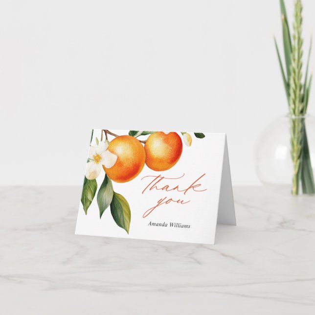 Carte De Remerciements Baby shower Clementine Orange Little Cutie (Devant)