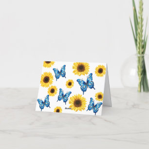 Carte De Remerciements Baby shower Cobalt Blue Butterfly et Sunflower