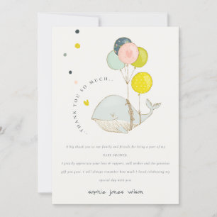 Carte De Remerciements Baby shower coeur de balloon sous-marin mignon