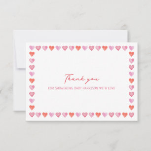 Carte De Remerciements Baby Shower Cœurs Fantaisistes
