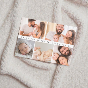 Carte De Remerciements Baby shower Collage photo personnalisé simple