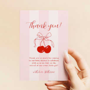 Carte De Remerciements Baby shower Coquette Cherry