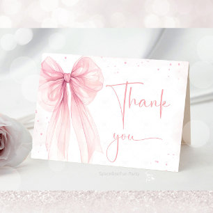 Carte De Remerciements Baby shower Coquette rose Bow