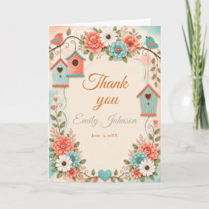 Carte De Remerciements Baby-Shower Corail et Aqua