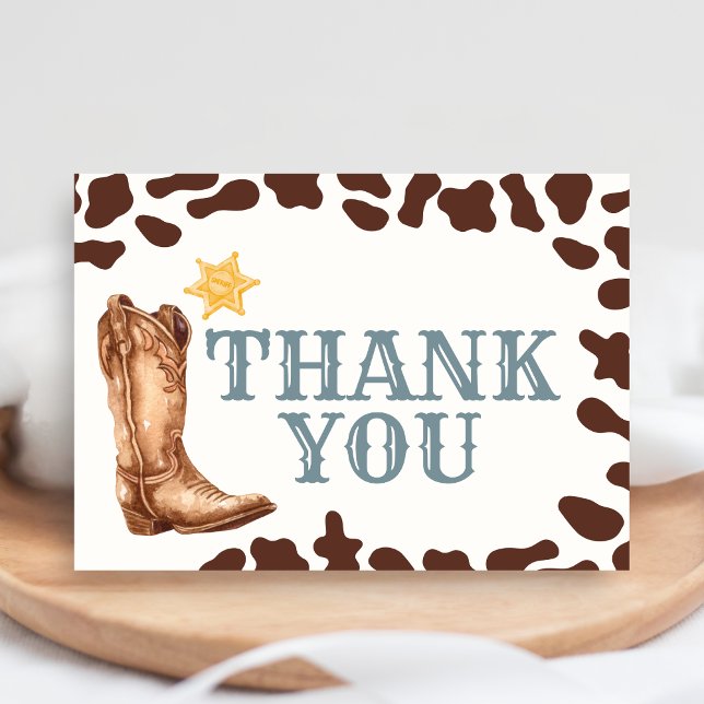 Carte De Remerciements Baby Shower Cow-boy de Rodeo du Far West (Cowboy Western Rodeo Ranch Baby Shower Thank You Card)
