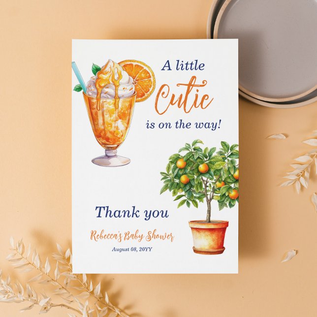 Carte De Remerciements Baby shower Cutie Orange Citrus Eté Glace Crème (Créateur téléchargé)