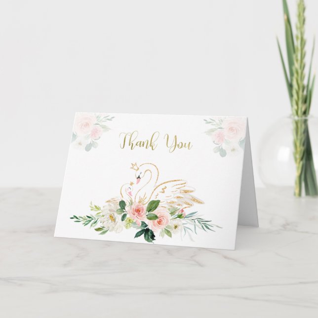 Carte de remerciements Baby shower cygne (Devant)