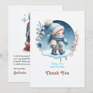 Carte De Remerciements baby shower d’hiver "Baby It’s Cold Outside"