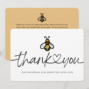 Carte De Remerciements Baby shower d'abeilles au miel moderne