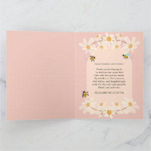 Carte De Remerciements Baby shower d'abeilles rose floral