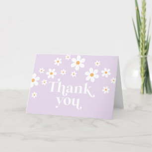 Carte De Remerciements Baby shower Daisy Lilac Boho