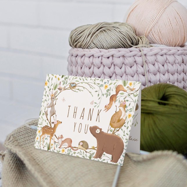 Carte De Remerciements Baby shower d'amis de la forêt (Créateur téléchargé)