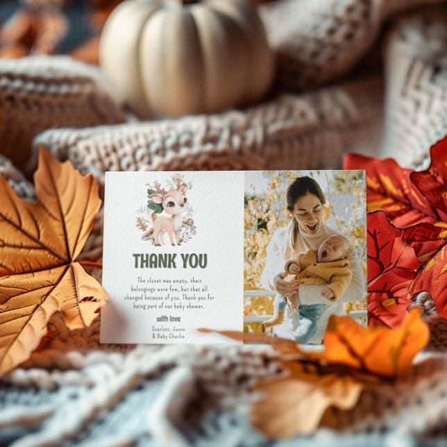 Carte De Remerciements Baby shower d'amis du bois mignon (Créateur téléchargé)