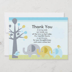 Carte de remerciements Baby shower d'amour éléphan