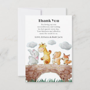 Carte De Remerciements Baby shower d'animaux de bois mignons