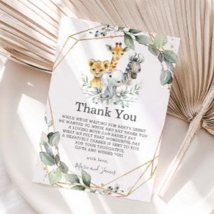Carte De Remerciements Baby shower d'animaux de la jungle géométrique chi