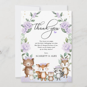 Carte De Remerciements Baby shower d'animaux verts floraux