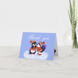 Carte De Remerciements Baby shower d'anniversaire d'hiver de Penguin