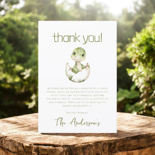 Carte De Remerciements Baby shower d'aquarelle Cute Dinosaur