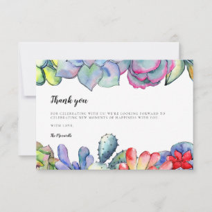 Carte De Remerciements Baby shower d'aquarelle de cactus succulent