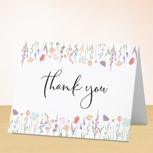 Carte De Remerciements Baby shower d'aquarelle fleur sauvage