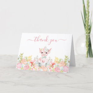 Carte De Remerciements Baby shower d'aquarelle Little Piggy