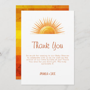 Carte De Remerciements Baby shower d'aquarelle rétro Sunshine jaune