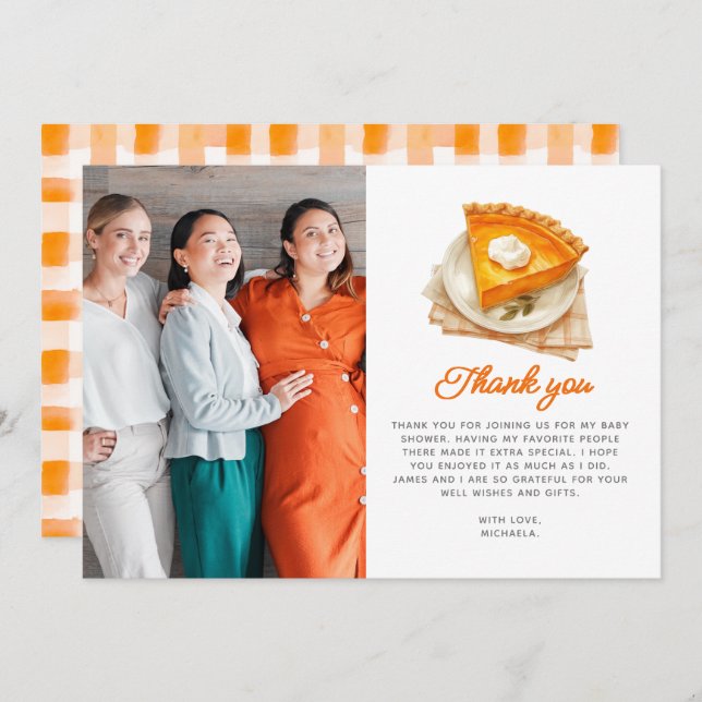 Carte De Remerciements Baby shower d'aquarelle rustique Little Cutie Pie (Devant / Derrière)