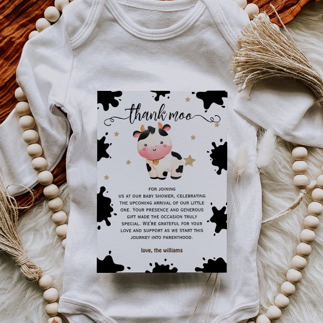 Carte De Remerciements Baby shower d'aquarelle Saint-Vache rustique (Créateur téléchargé)