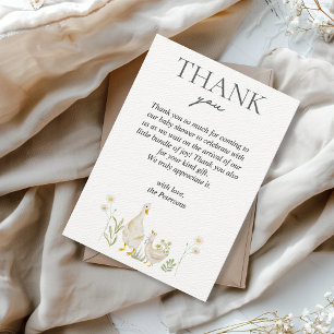 Carte De Remerciements Baby shower d'aquarelle Silly Goose Greenery