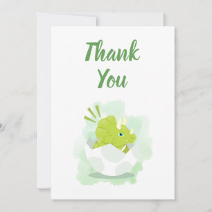 Carte De Remerciements Baby shower d'aquarelle verte aux oeufs de dinosau