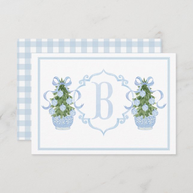 Carte De Remerciements Baby shower d'arbre Preppy Southern Blue Chinoiser (Devant / Derrière)