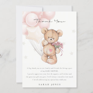 Carte De Remerciements Baby shower d'attente de l'ours blanc mou