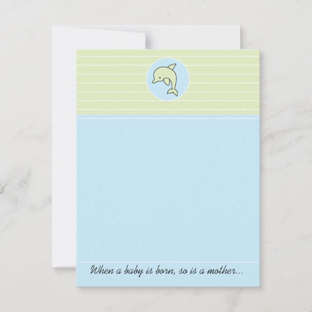 Carte de remerciements baby shower, Dauphin Bleu (Devant)