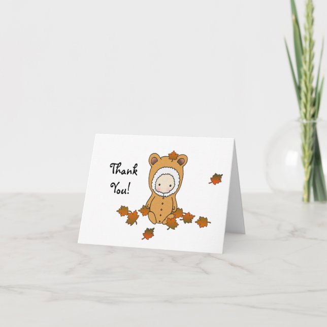 Carte de remerciements Baby shower d'automne (Devant)