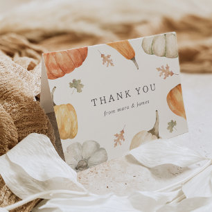 Carte De Remerciements Baby shower d'automne Citrouille rustique