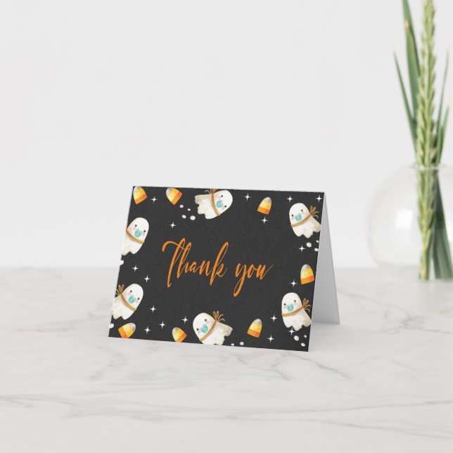 Carte De Remerciements Baby shower d'automne de l'Halloween Baby Cute Pac (Devant)